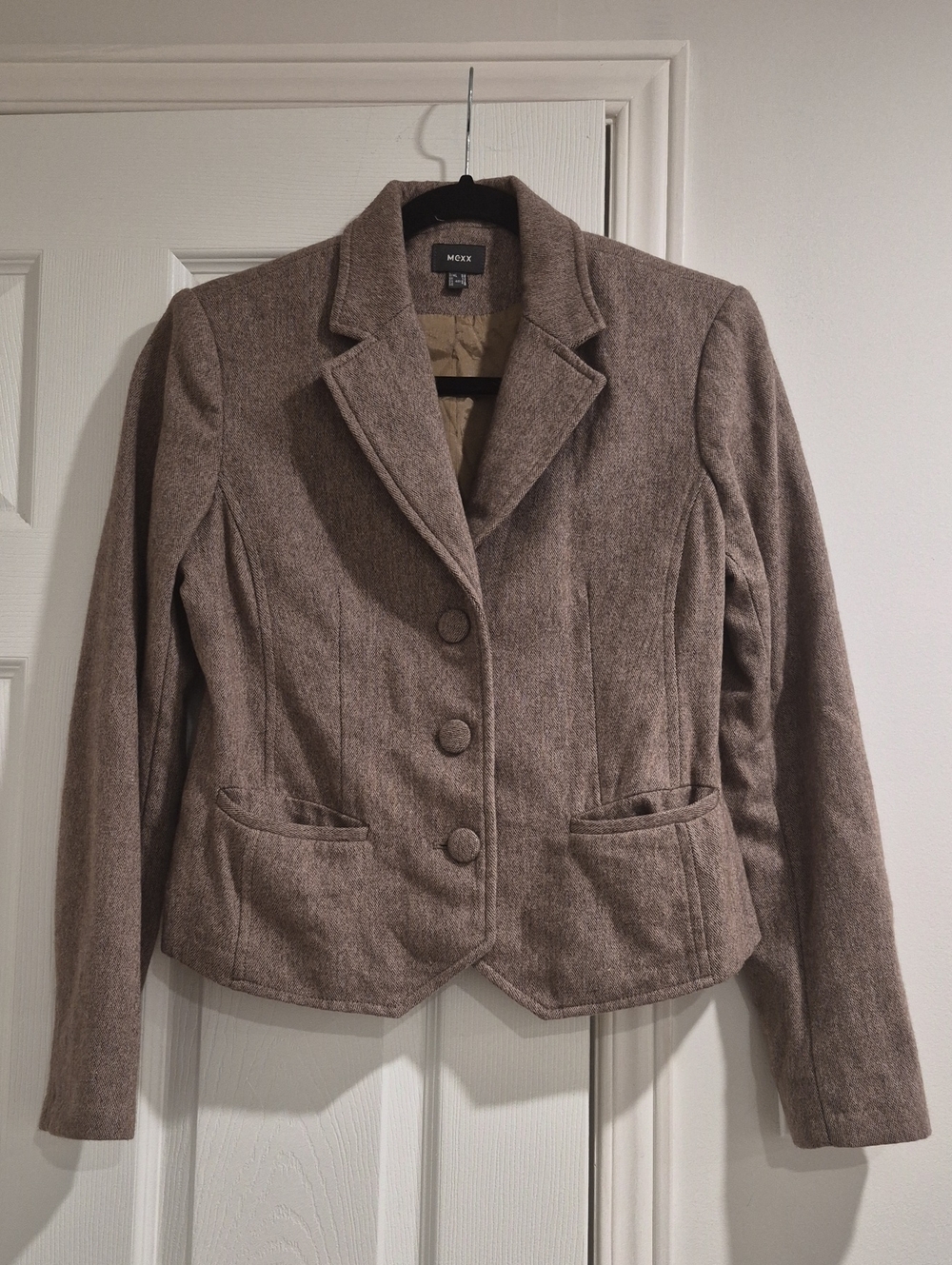 Mexx Women's Brown-Taupe Wool-Blend Tailored Blazer